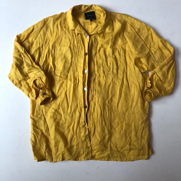Bitte Kai Rand Copenhagen Yellow Linen Oversized Lagenlook Button Down Shirt - Picture 6 of 7